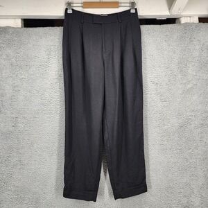 Everlane Black Pleated Lyocell Trousers High Rise Cuffed Pants Size 2
